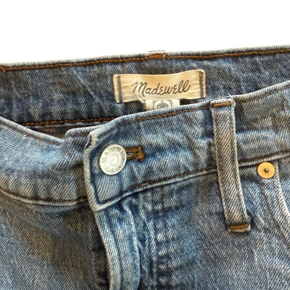 Madewell Perfect Vintage Crop Jeans With Distressed Knee & Raw Hem Size 32 - Picture 3 of 9